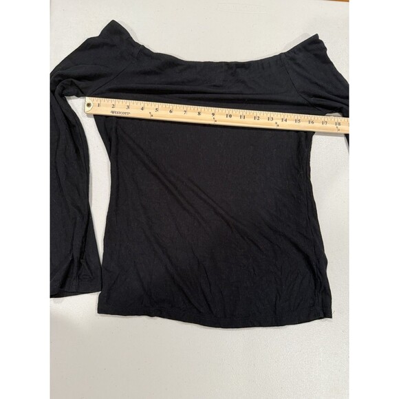 Z Supply Top Womens Large Black Scoop Neck Long Sleeve Ribbed Minimalist Travel - Picture 6 of 6
